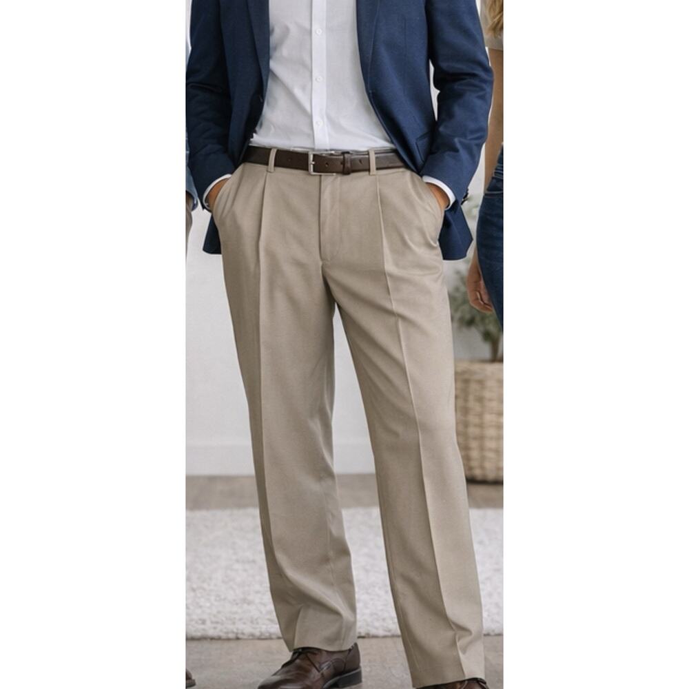 Woolmark Dress Pants Wool Blend Pleated Men’s Size 30 Tan Classic